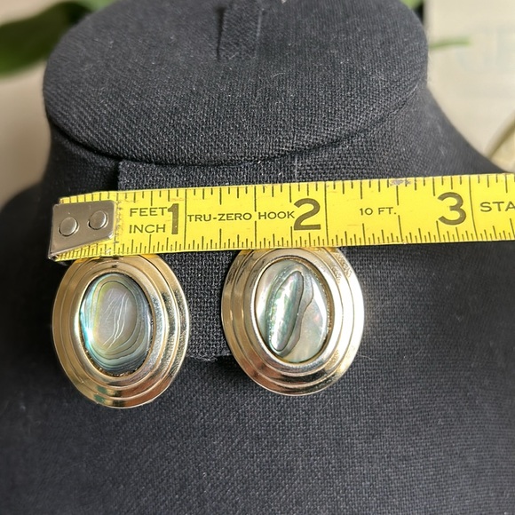 Vintage Abalone Post Earrings - Picture 6 of 6